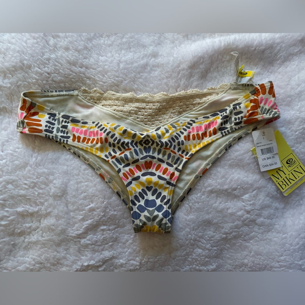 Rip Curl Skimpy Bikini Bottoms Crochet detail L